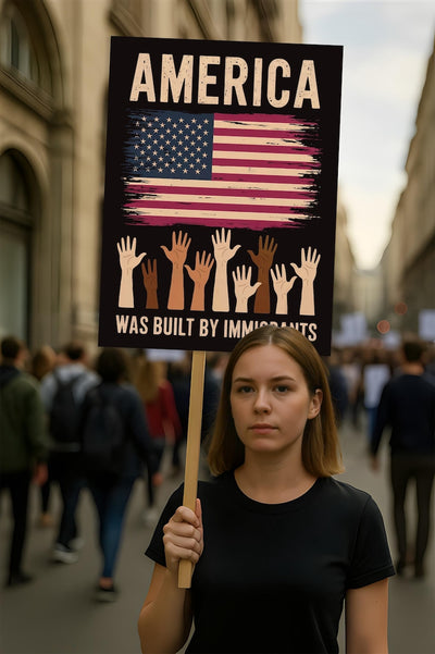 America Was Built By Immigrants Protest Sign, Anti-Trump Resistance, Political Activist Poster, Rally Sign, Resist Fascism, Resist Rascism