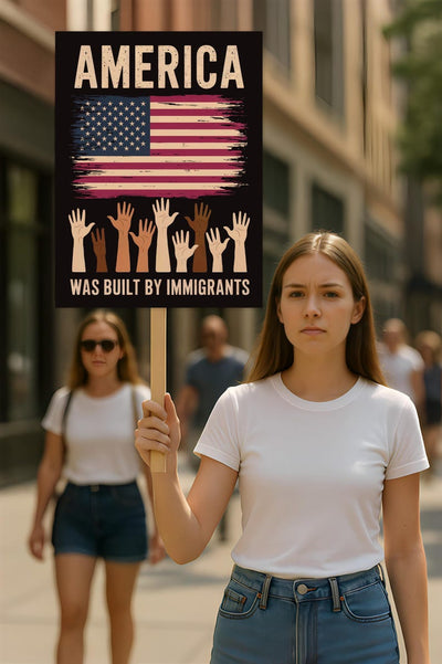 America Was Built By Immigrants Protest Sign, Anti-Trump Resistance, Political Activist Poster, Rally Sign, Resist Fascism, Resist Rascism