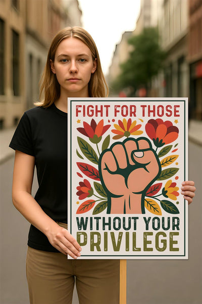 Fight For Those Without Your Privilege Protest Sign, Anti-Trump Resistance, Political Activist Poster, Resist Fascism Rally Sign