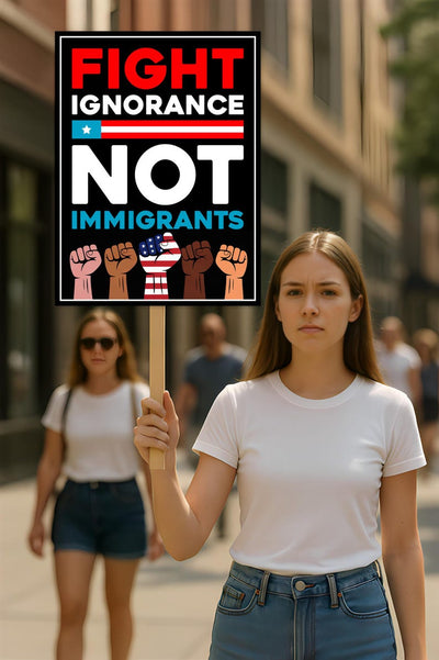 Fight Ignorance Not Immigrants Sign, Anti-Trump Resistance, Political Activist Poster, Resist Fascism Rally Sign
