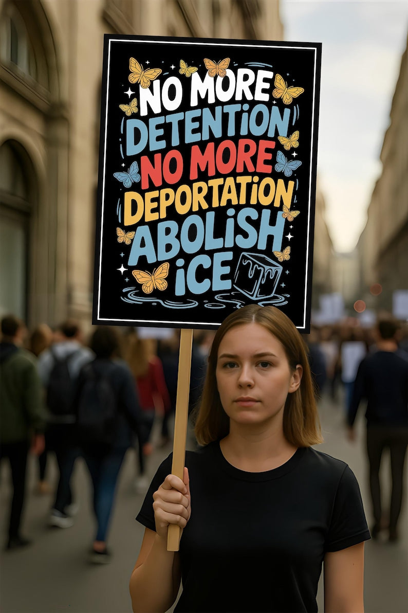 Abolish ICE Protest Sign, Anti-Trump Resistance, Political Activist Poster, Resist Fascism Rally Sign