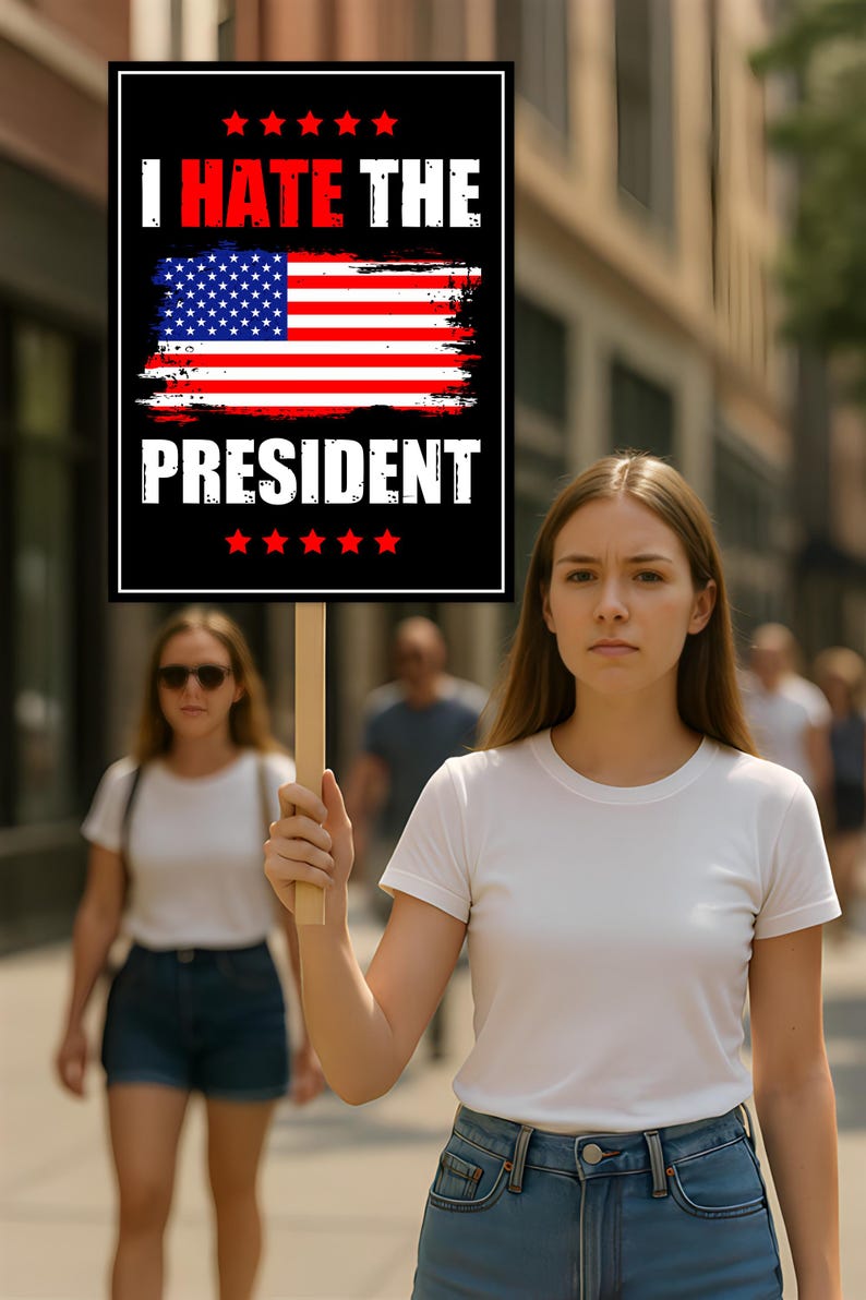 I Hate the President Protest Sign, Anti-Trump Resistance, No Kings, Political Activist Poster, Resist Fascism Rally Sign