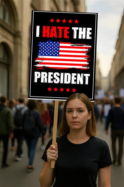 I Hate the President Protest Sign, Anti-Trump Resistance, No Kings, Political Activist Poster, Resist Fascism Rally Sign
