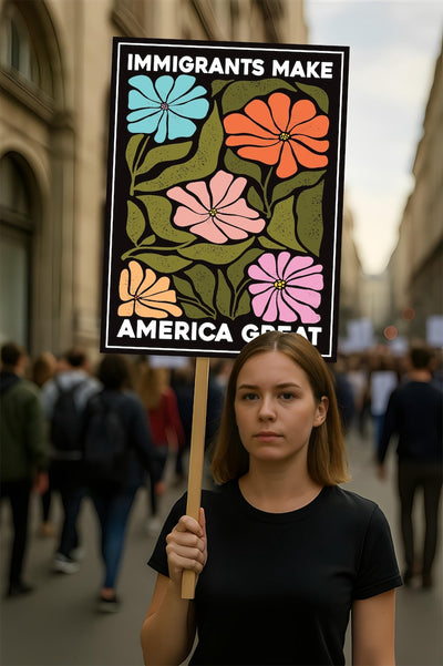 Immigrants Make America Great Protest Sign, Anti-Trump Resistance, Political Activist Poster, Rally Sign, Resist Fascism Protest Poster