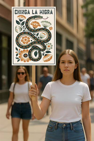 Immigrant Rights Chinga La Migra Protest Sign, Anti-Trump, Abolish ICE, Resist Fascism, Political Activist Poster Rally Sign