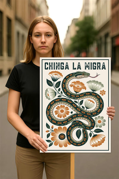 Immigrant Rights Chinga La Migra Protest Sign, Anti-Trump, Abolish ICE, Resist Fascism, Political Activist Poster Rally Sign
