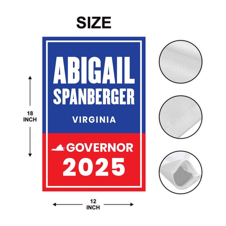 Abigail Spanberger For Virginia Governor 2025 Garden Flag, Double Sided, 2025 Governor Flag, Elections Flag, Race Red White & Blue Flag