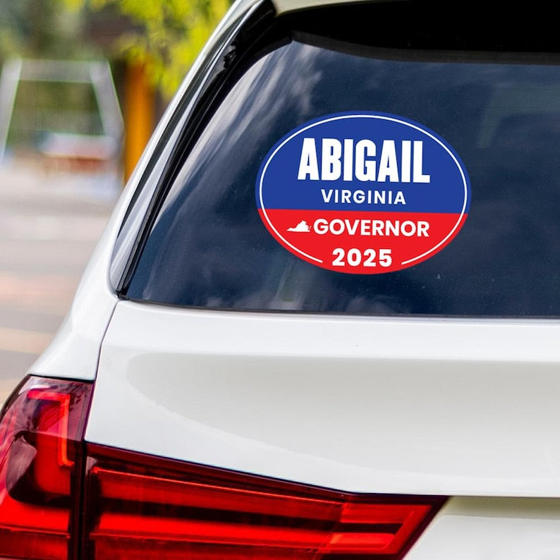 Abigail Spanberger For Virginia Governor 2025 Vinyl Sticker, Vote Abigail Spanberger Decal, Governor Elections Bumper Sticker, 6" x 4.5"