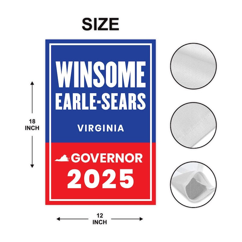 Winsome Earle-Sears For Virginia Governor 2025 Garden Flag, Double Sided, 2025 Governor Flag, Elections Flag, Race Red White & Blue Flag