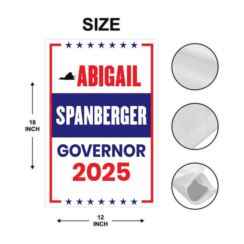 Abigail Spanberger For Virginia Governor 2025 Garden Flag, Double Sided, 2025 Governor Flag, Elections Flag, Race Red White & Blue Flag