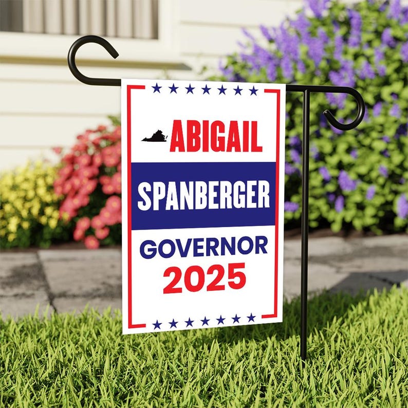 Abigail Spanberger For Virginia Governor 2025 Garden Flag, Double Sided, 2025 Governor Flag, Elections Flag, Race Red White & Blue Flag