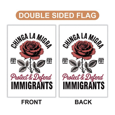 Chinga La Migra Protect Defend Immigrants Protest Garden Flag, Double Sided, Resist Hate, Anti-Trump, Resist Racism, Resist Fascism Flag