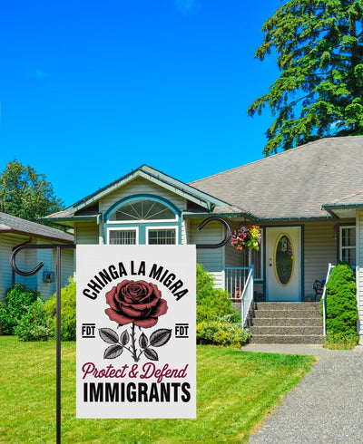 Chinga La Migra Protect Defend Immigrants Protest Garden Flag, Double Sided, Resist Hate, Anti-Trump, Resist Racism, Resist Fascism Flag