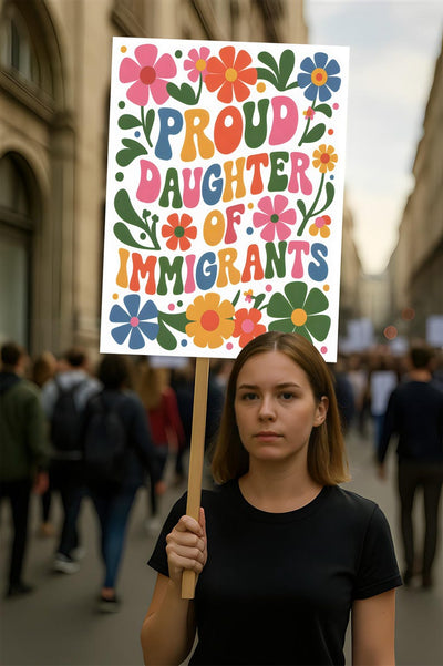 Proud Daughter Of Immigrants Pro Immigration Protest Sign, Anti-Trump, Resist Racism, Resist Fascism, Political Activist Poster Rally Sign