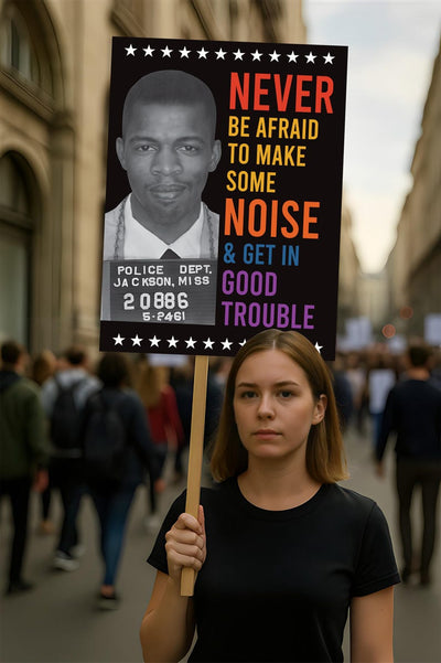 John Lewis Good Trouble Protest Sign, Resist Hate, Anti-Trump, Resist Racism, Resist Fascism, Political Activist Poster Rally Sign