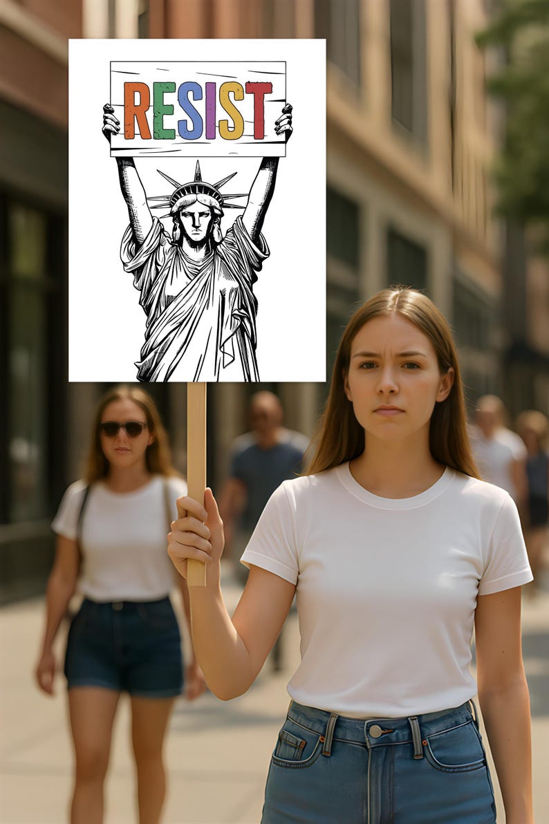 Resist Statue of Liberty Protest Sign, Resist Hate, Anti-Trump, Resist Racism, Resist Fascism, Political Activist Poster Rally Sign
