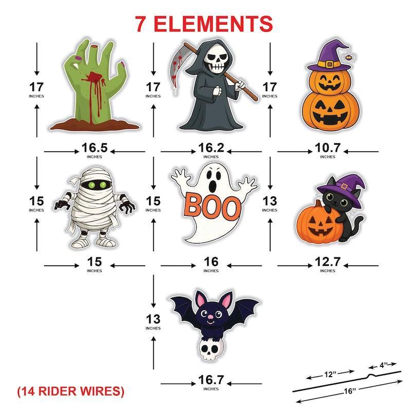 Halloween Yard Sign Set, Pumpkin Ghost Bat Mummy Frankenstein Lawn Decorations, Outdoor Halloween Signs with Stakes for Garden or Patio