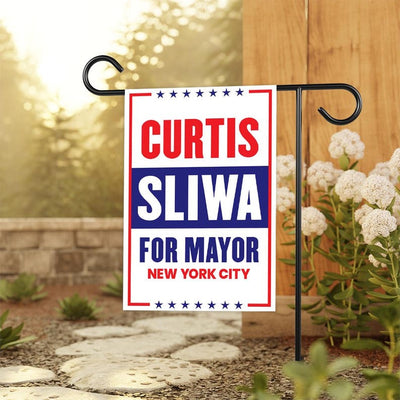 Curtis Sliwa For New York City Mayor Election 2025 Garden Flag, Double Sided, NYC’s Mayor, Race Red White & Blue Flag