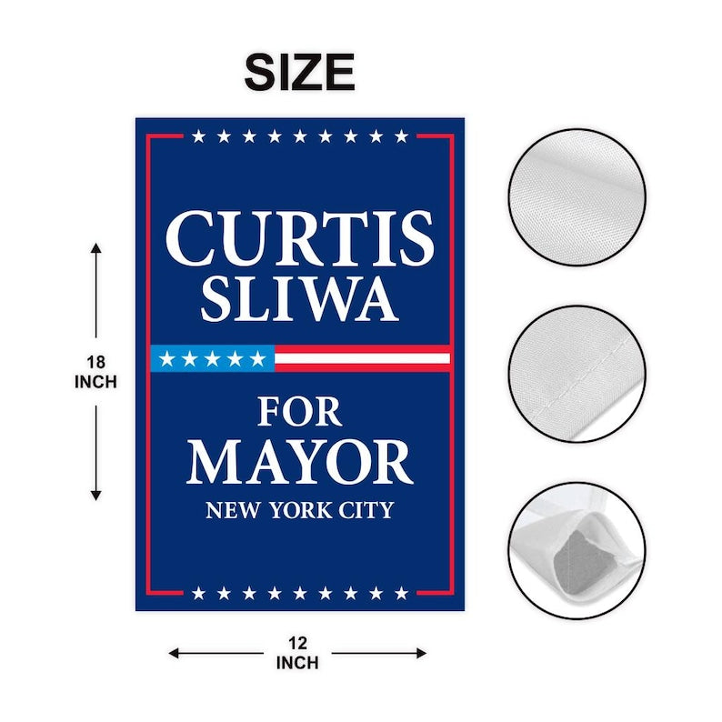 Curtis Sliwa For New York City Mayor Election 2025 Garden Flag, Double Sided, NYC’s Mayor, Race Red White & Blue Flag