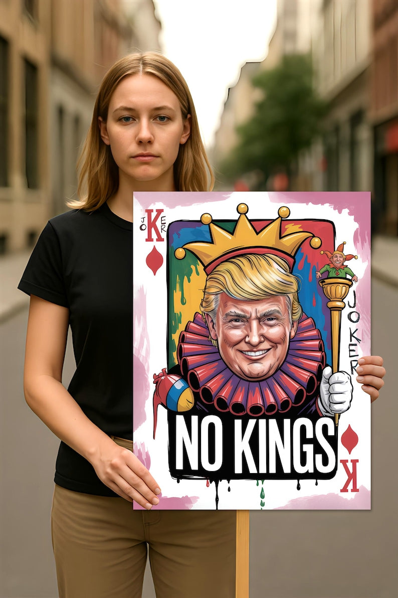 No Kings In America Protest Sign, Anti-Trump Resistance, Political Activist Poster, Rally Sign, Resist Fascism Protest Poster