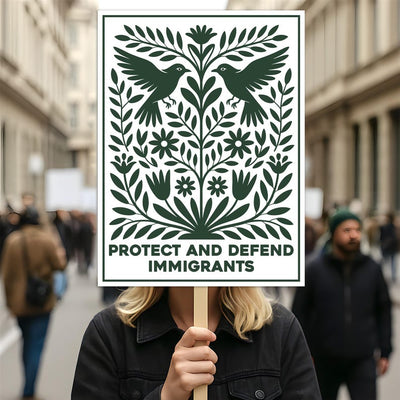 Protect and Defend Immigrants Protest Sign, Anti-Trump Resistance, Political Activist Poster, Rally Sign, Resist Fascism Protest Poster