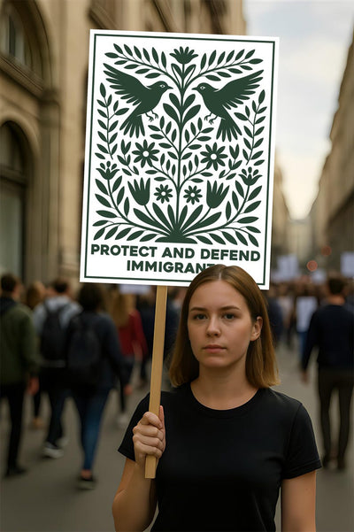 Protect and Defend Immigrants Protest Sign, Anti-Trump Resistance, Political Activist Poster, Rally Sign, Resist Fascism Protest Poster
