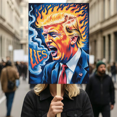 Trump Lies - No Kings In America Protest Sign, Anti-Trump Resistance, Political Activist Poster, Rally Sign, Resist Fascism Protest Poster