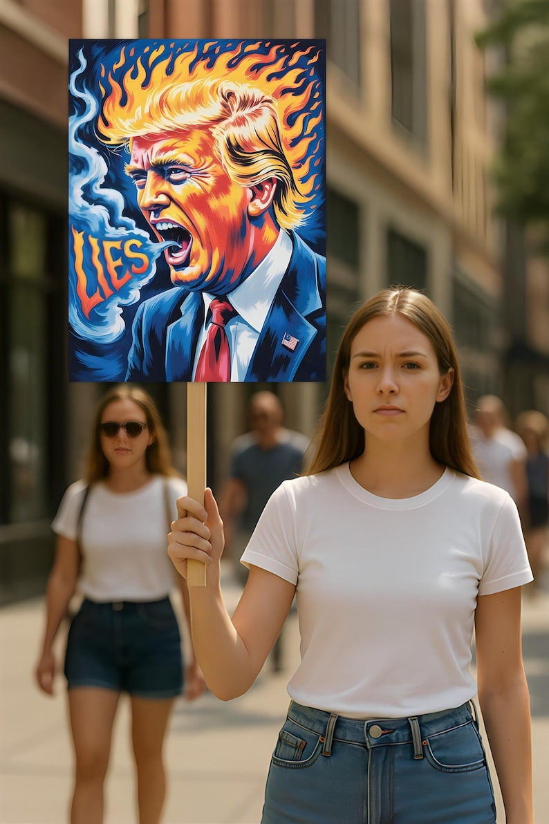 Trump Lies - No Kings In America Protest Sign, Anti-Trump Resistance, Political Activist Poster, Rally Sign, Resist Fascism Protest Poster
