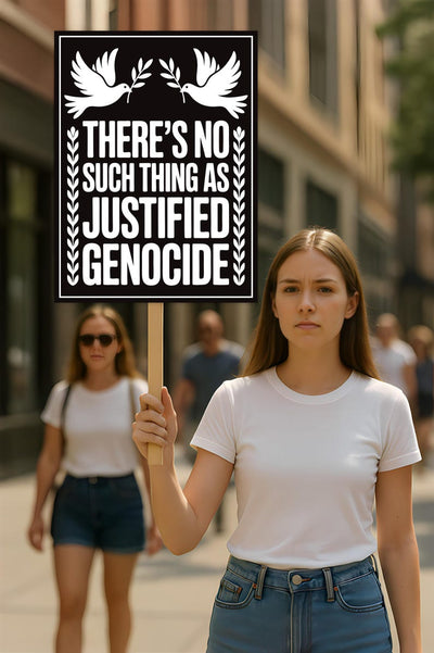 No Justified Genocide Protest Sign, Anti-Trump, Free Palestine, Gaza, Political Activist Rally Sign, Resist Fascism Protest Poster
