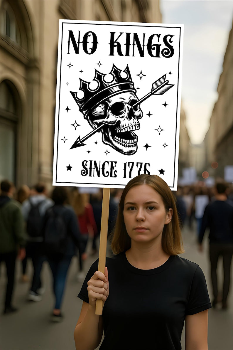 No Kings In America Protest Sign, Anti-Trump Resistance, Political Activist Poster, Rally Sign, Resist Fascism Protest Poster