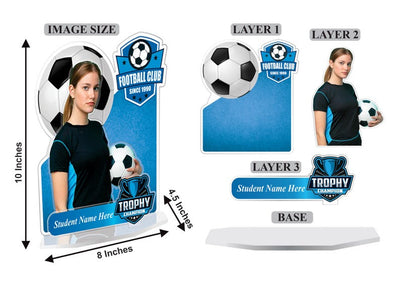 Soccer Acrylic Standee Trophy, 3-Layered Custom Award with Photo, Logo & Name, Student Achievement Plaque, Sports Recognition Gift
