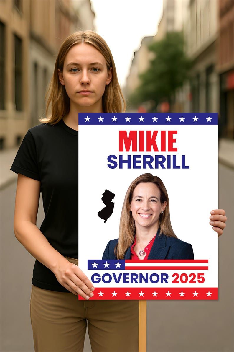 Mikie Sherrill For New Jersey Governor 2025 Election Sign, Political Campaign Sign, Governor Election 2026 Race Poster Sign