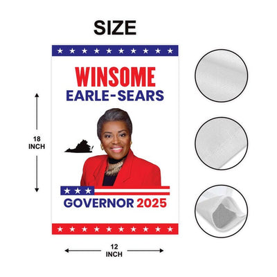 Winsome Earle-Sears For Virginia Governor 2025 Garden Flag, Double Sided, 2025 Governor Flag, Elections Flag, Race Red White & Blue Flag