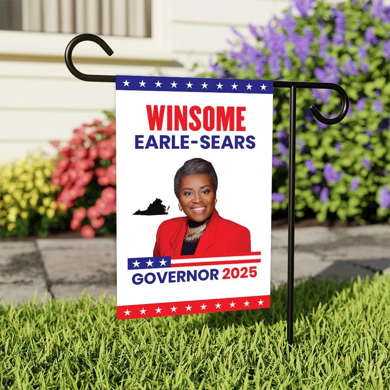 Winsome Earle-Sears For Virginia Governor 2025 Garden Flag, Double Sided, 2025 Governor Flag, Elections Flag, Race Red White & Blue Flag