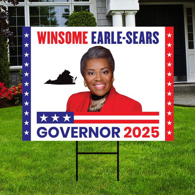 Winsome Earle-Sears For Virginia Governor 2025 Yard Sign, Corrugated Plastic Governor Election Race Red White & Blue Sign with Metal H-Stake