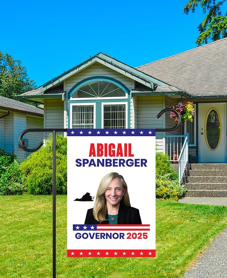 Abigail Spanberger For Virginia Governor 2025 Garden Flag, Double Sided, 2025 Governor Flag, Elections Flag, Race Red White & Blue Flag