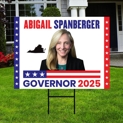 Abigail Spanberger For Virginia Governor 2025 Yard Sign, Corrugated Plastic Governor Elections Race Red White & Blue Sign with Metal H-Stake