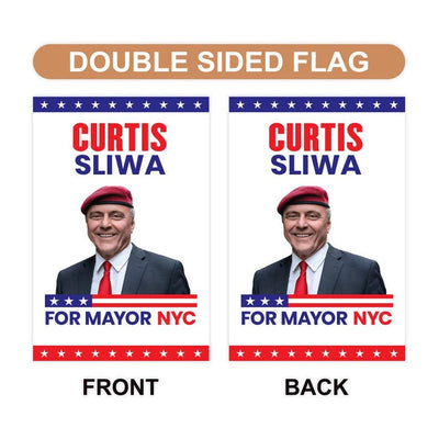 Curtis Sliwa For New York City Mayor Election 2025 Garden Flag, Double Sided, NYC’s Mayor, Race Red White & Blue Flag