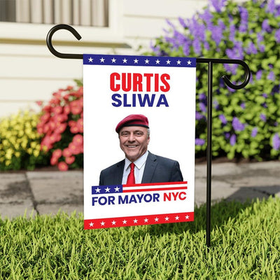 Curtis Sliwa For New York City Mayor Election 2025 Garden Flag, Double Sided, NYC’s Mayor, Race Red White & Blue Flag