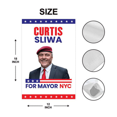 Curtis Sliwa For New York City Mayor Election 2025 Garden Flag, Double Sided, NYC’s Mayor, Race Red White & Blue Flag
