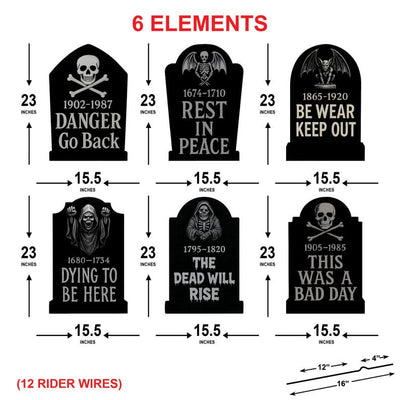 RIP Halloween Tombstone Yard Signs, Outdoor Cemetery Gravestone Decorations, Waterproof Halloween Lawn Décor for Haunted Yard or Party