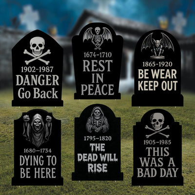 RIP Halloween Tombstone Yard Signs, Outdoor Cemetery Gravestone Decorations, Waterproof Halloween Lawn Décor for Haunted Yard or Party