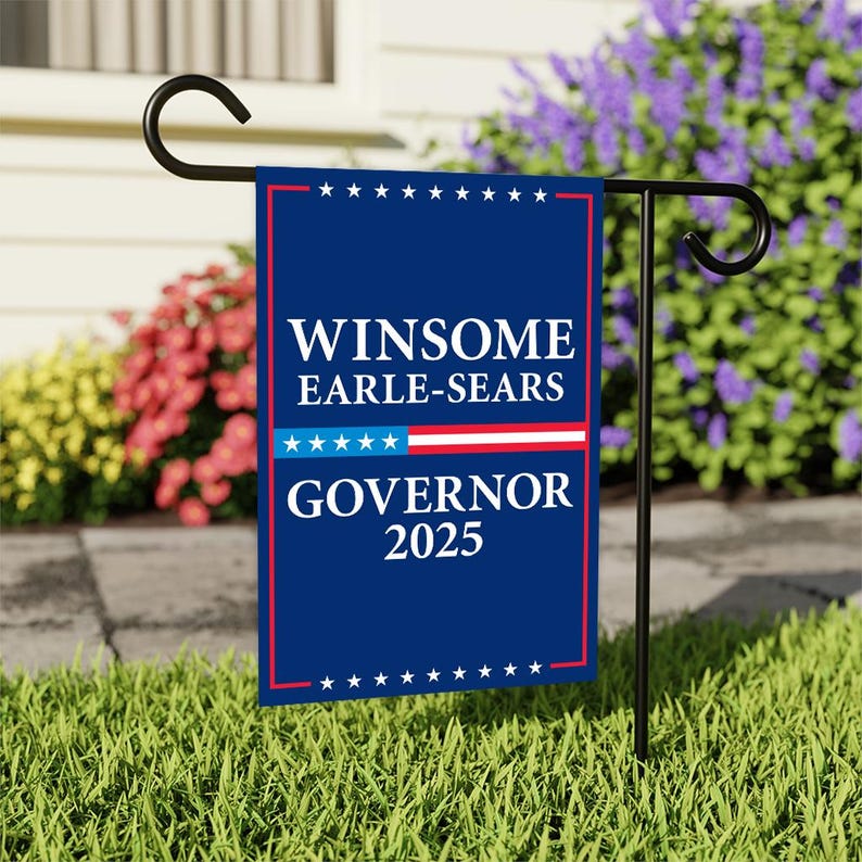 Winsome Earle-Sears For Virginia Governor 2025 Garden Flag, Double Sided, 2025 Governor Flag, Elections Flag, Race Red White & Blue Flag