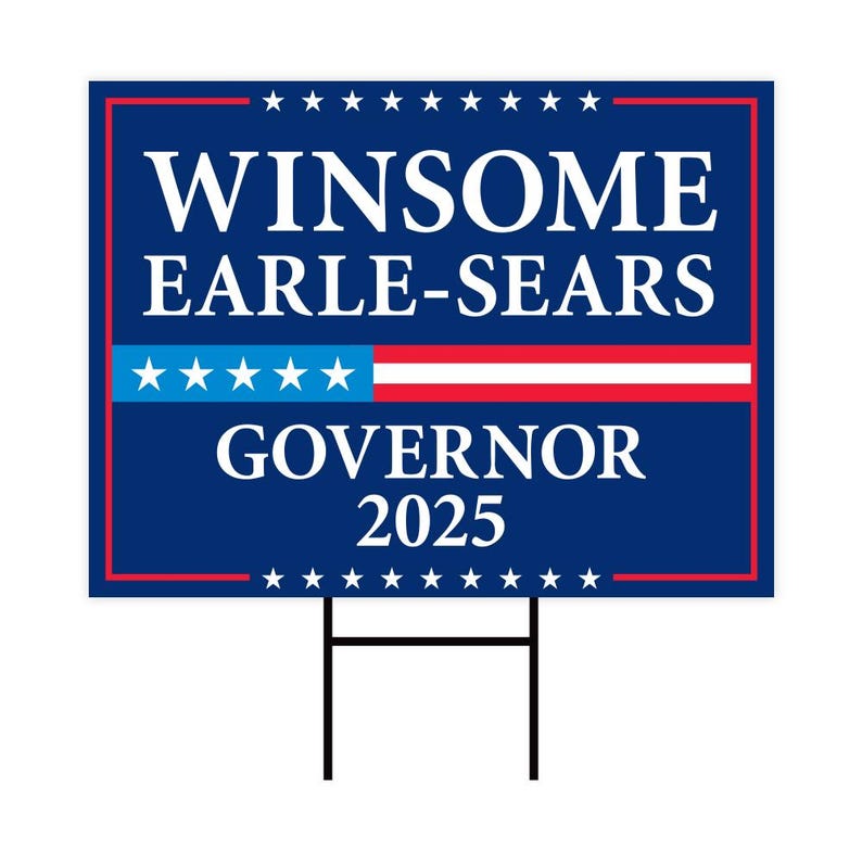 Winsome Earle-Sears For Virginia Governor 2025 Yard Sign, Corrugated Plastic Governor Election Race Red White & Blue Sign with Metal H-Stake