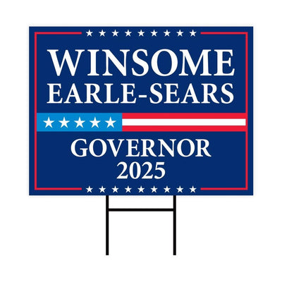 Winsome Earle-Sears For Virginia Governor 2025 Yard Sign, Corrugated Plastic Governor Election Race Red White & Blue Sign with Metal H-Stake