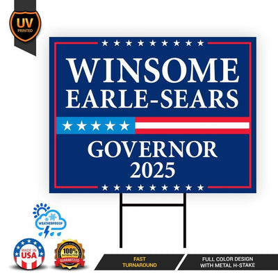 Winsome Earle-Sears For Virginia Governor 2025 Yard Sign, Corrugated Plastic Governor Election Race Red White & Blue Sign with Metal H-Stake