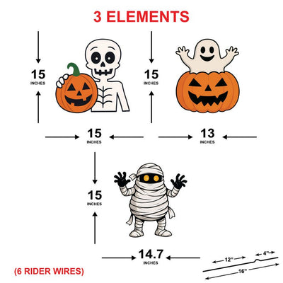Halloween Yard Sign Stakes, Pumpkin Ghost Monster Lawn Decorations with Stakes, Outdoor Halloween Props for Party, Garden, or Walkway Decor