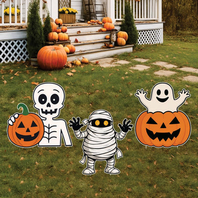 Halloween Yard Sign Stakes, Pumpkin Ghost Monster Lawn Decorations with Stakes, Outdoor Halloween Props for Party, Garden, or Walkway Decor