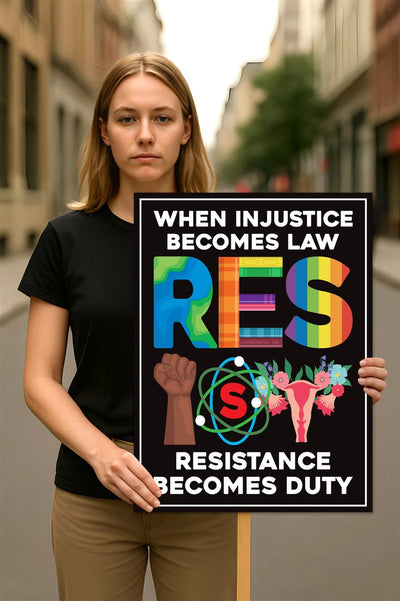 When Injustice Becomes Law Resistance Protest Sign, Anti-Trump, Political Activist Rally Sign, Resist Racism, Resist Fascism Protest Poster