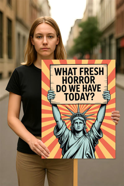 What Fresh Horror Do We Have Today? Protest Sign, Anti-Trump, Political Activist Rally Sign, Resist Racism, Resist Fascism Poster